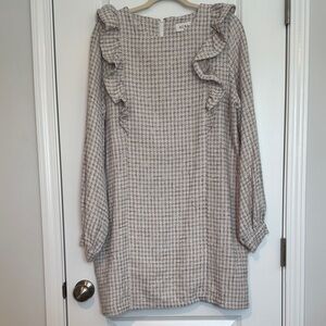 Aura Women's Long Sleeve Houndstooth Dress